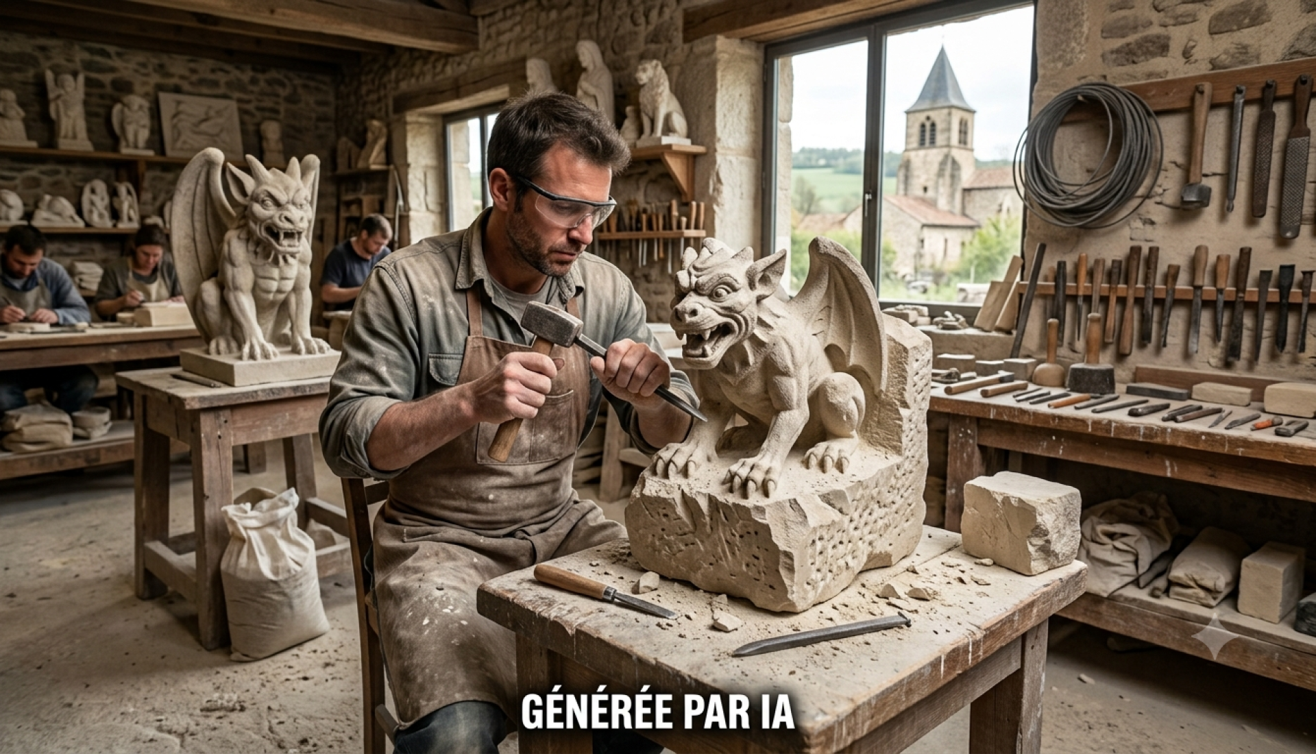 SCULPTURE GARGOUILLE EN PIERRE - 1er module